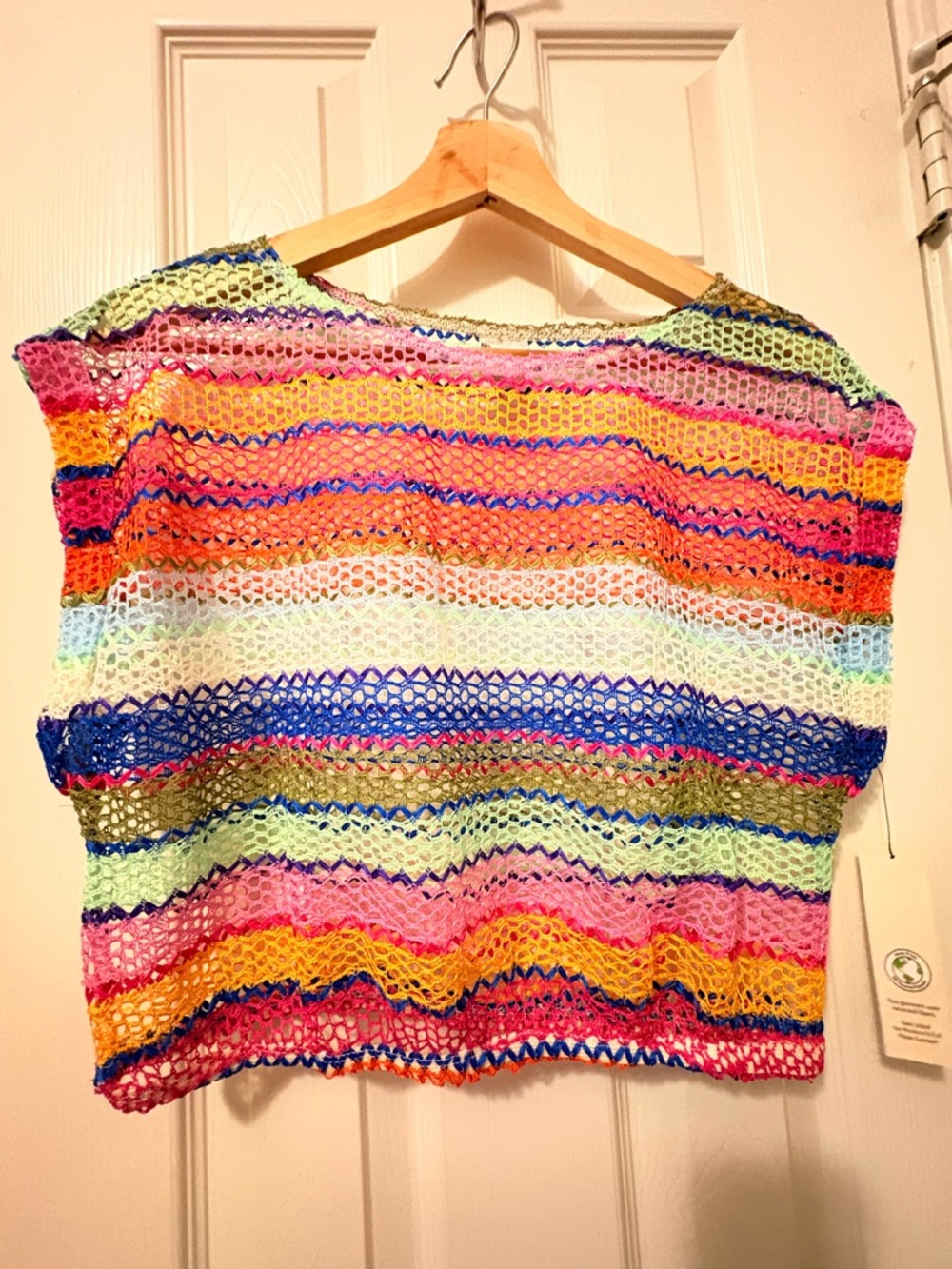 Colorful Crochet Stripe Women's Top - Multicolor